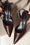 Palm Pointed Toe Short Kitten Heel Women's Shoes