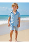Boys Blue Striped Shirt and Shorts Set - 3
