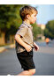 Boys Striped Short Sleeve Shirt and Shorts Set - 3