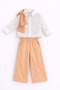 Girl's White Shirt and Salmon Pants Top and Bottom Set - Set - Salmon - 5-6 Years - 3