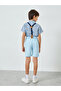 Boys Printed Shirt and Shorts Suspender Set - 7