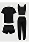 Pack of 4 - Slogan Text Print T-Shirt, Cami, Shorts and Pyjama Set - 2