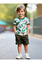 Boys Green Graphic Print T-Shirt and Shorts Set - 3