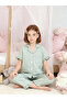 Girls Green Ruffle Hem Short Sleeve Shirt and Pyjama Set - 7
