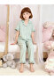 Girls Green Ruffle Hem Short Sleeve Shirt and Pyjama Set - 5