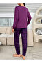 Purple Heart Print T-Shirt and Checked Pyjama Set - 2