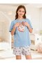 Girls Graphic Print T-Shirt and Shorts Pyjama Set - 6