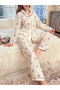 Cream Floral Print Shirt and Pyjama Set - 4