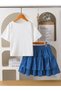 Girls Heart Graphic Print T-Shirt and Ruffle Skirt Set - 2