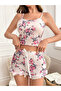 Light Pink Floral Cami and Ruffle Hem Shorts Set - 4
