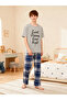 Boys Grey T-Shirt and Checked Pyjama Set - 7