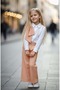 Girl's White Shirt and Salmon Pants Top and Bottom Set - Set - Salmon - 5-6 Years