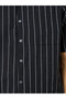 Men Black Striped Cotton Shirt and Shorts Set - 3