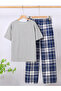 Boys Grey T-Shirt and Checked Pyjama Set