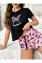 Black Butterfly Print T-Shirt and Shorts Set
