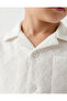 Toddler Boys Textured Button‑Down Shirt – Short Sleeve Resort Collar Cotton Top - 3
