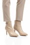 Beige Women's Heeled Boots with Fleece Inside and Zipper
