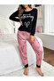 Black Graphic Long Sleeve T-Shirt and Pyjama Set - 6
