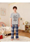 Boys Grey T-Shirt and Checked Pyjama Set - 3
