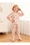 Girls Floral Print Short Sleeve Shirt and Pyjama Set - 3