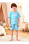 Boys Blue Slogan Print T-Shirt and Shorts Pyjama Set