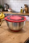 Stainless Steel Mixing Bowl with Lid Non-Slip Sole Pieces and Size Striped Mixer Bowl Red 22 cm