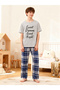 Boys Grey T-Shirt and Checked Pyjama Set - 5