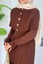 Pleated Long Knitwear Hijab Dress with Cape Detail - 4