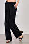 Women's elastic waist Drapey loose pants - black - 3