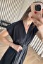 Black Gold Buttoned Pleated Shirt Dress - 3