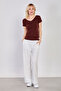 Women's Front and Back V-Neck Short Sleeve Bodysuit - Bitter Brown - 3
