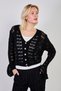 Women's Spanish Sleeve a Lace-Like Knit Cardigan - Black