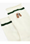 Dog Embroidered Striped Sock Socks - 3