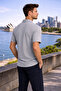 Men's Trend Patterned Gray Polo Neck Linen T-Shirt - 3