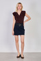Women's thick Belt mini skirt - navy blue - 4
