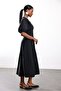 Black Balloon Sleeve Midi Dress 5282 - 4