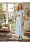 New Season Blue Summer Lace Embroidered Design Buttoned Short Sleeve 100% P Cotton Maternity Nightgown - 7