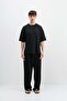قماش مودال بنطال رياضي فضفاض مختلط اللون أسود - 4