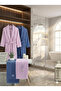 Zena Unisex Lilac Dark Blue Towel Bathrobe Set of 4 - 2