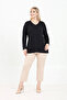 Plus Size Women's V-Neck Long Sleeve Basic Blouse Comfortable Fit Casual Blouse - 2