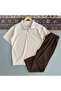 Men's Baggy 2-Piece Set Corded Fabric T-Shirt and Pants