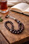 Natural Stone Garnet Men's Prayer Beads 33 Pieces 8mm Steel Chain - 2
