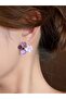 French Design Noble Purple Flower Earrings - 3
