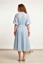 Pretty Blue Puff Sleeve Dress Blue - 2