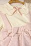 Flower Collar Detail Baby Girl 2-Piece Salopet Bow Set - 4