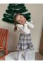 Girl's Ruffled Sleeve Bodysuit and Tweed Skirt Top and Bottom Set - 3