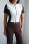 Women's Bitter Brown Color Block Zippered Soft Textured Fabric Tracksuit Set - 5