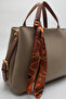 Women's Beige Large Size Pocketed Double Handle Scarf-Detail Practical Crisscross Strap Hand and Shoulder Bag - 6
