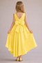 Girl's Yellow Asymmetrical Skirt Detailed Simple Stylish Satin Ball Gown Birthday Prom Graduation Dress - 2