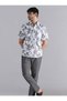 Men White Tropical Palm Print Shirt - 4